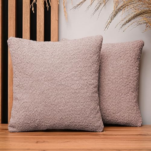 MG Design 2er Set Kissenbezüge 35 x 35 cm in Rosa – mit Reißverschluss, fein gewebt mit Chenille-Haptik, pflegeleich