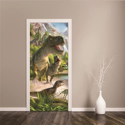 MYIESAXL Türtapete Selbstklebend 90x200 cm Dinosaurier-Welt Türaufkleber 3D Tür Poster PVC Türtapeten DIY Türbild, Türfolie Poster Türaufkleber für Schlafzimmer Gang Tür, Tür tapeten