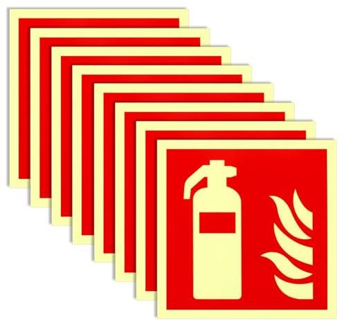 CATELL 8 Pièces Panneau Extincteur, Autocollant Extincteur 14,7 x 14,7 cm Extincteur PVC Adhésif Résistant pour Extérieur Panneau D'Incendie Extincteur pour Maison Chantier Bureau Voiture