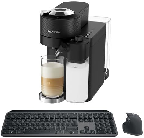 Logitech MX Keys S Combo: Powerful Wireless Keyboard, Mouse -Hand Tray, DEU QWERTZ, De'Longhi Nespresso Vertuo Lattissima ENV300.B, Coffee Capsule Machine-Automatic Milk Frothing System