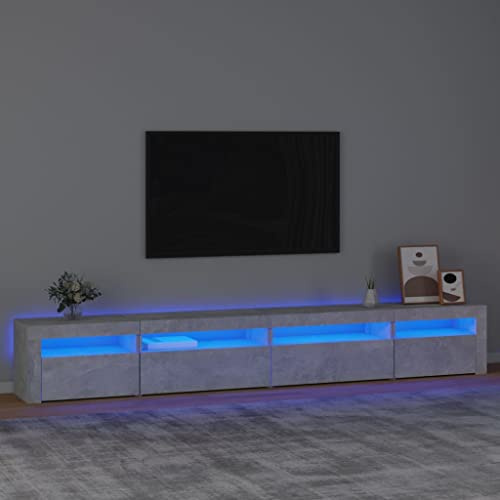 Canditree Meuble TV Moderne avec Lumières LED Banc TV Support de Télé avec Espace de Rangement pour Salon, 270 cm (Gris béton)