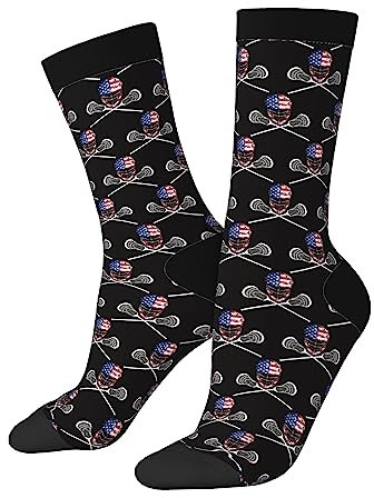 Business Socken Lacrosse Helm Flagge, Sport Socken Weich Laufsocke Unisex Sneaker Socken Für Damen Yoga Herren 40Cm