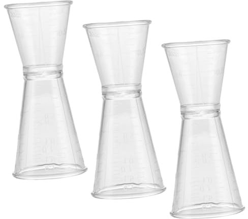 OKUMEYR Vaso Medidor de Plástico Ligero para Cocteles y Bar, Taza Medidora de Tragos Buena Resistencia Corrosión, Pack de 3 Piezas Adecuado para Ktv y Restaurantes