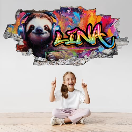tjapalo P94 Aufkleber mit Vornamen, personalisierbar, 3D-Wandaufkleber, Kinderzimmer, Mädchen, Wandaufkleber, personalisierbar, für Kinder, Mädchen, Wandaufkleber, Graffti