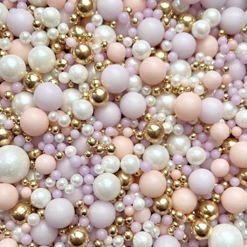 Luxury pastel sprinkles peach lilac white gold purple orange metallic edible pearls cupcake cake toppers ball mix pearls decoration wedding engagement mothers day pink ELEGANCE