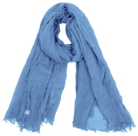 Van Der Rich ® - Schal mit fein gekreppter Oberfläche für Damen und Herren (8-Blau, One Size)