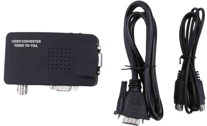 Qerwsdty Svideo AV a VGA Convertitore Adattatore Composite AV CVBS in VGA Out 1080P per TV a PC Monitor HDTV Ricambi