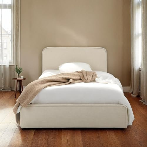 IDIMEX Polsterbett MARINI Einzelbett 90x200 cm in cremeweiß - Bett gepolstert mit Lattenrost, modernes Design & stabiles Holzgestell mit Kunststofffüßen