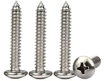 M6x40mm Phillips Pan Head Wood Screws 304 Stainless Steel Self-Tapping Screws Full Thread for Wood/Sheet-Metal/Plasterboard Full Thread(20Pcs)