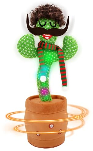 Ucikik Tanzendes sprechendes Kaktus-Spielzeug für Babys, singender Kaktus mit 120 Liedern + Tanzen + Aufnahme + LED, Nachahmung von Kaktus, Geschenk für 0–6 6–12 Monate Babys (Style8)