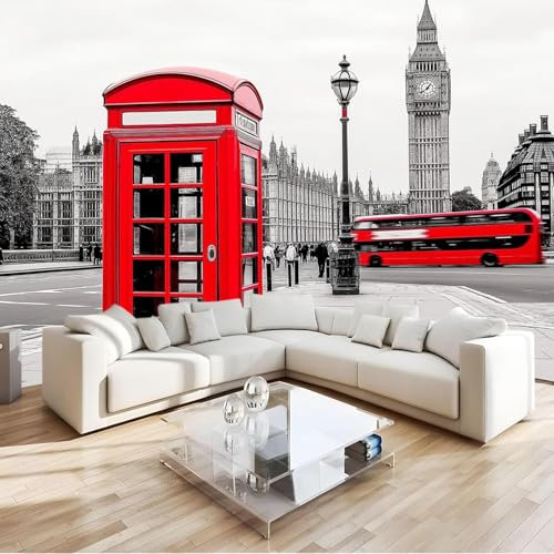 Fotomurales Decorativos Londres Papel Pintado 250x175 cm 3D Mural Londres Murales Póster Pared No Tejido Dormitorio Salón Paredes Decoración Fotomural Panorámico q2822