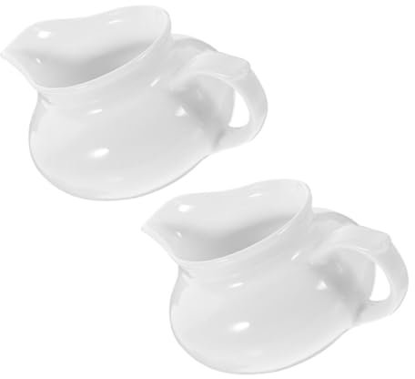 Healifty 2pcs Ceramic Sauce Pot Milk Dispenser White Gravy Boat Sauce Jug Portable Dispenser for Kitchen