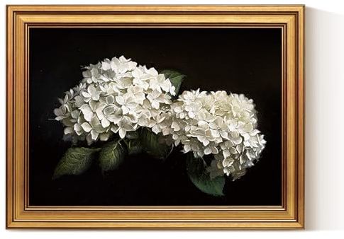 ARPEOTCY Leinwand Bilder mit Rahmen, Klein Vintage Wanddeko, 40x30cm,Wandbilder Wohnzimmer Schlafzimmer Bibliothek Küche, Bauernhaus Deko Aesthetic, Hortensien Blumen kunstdrucke Gerahmte Painting