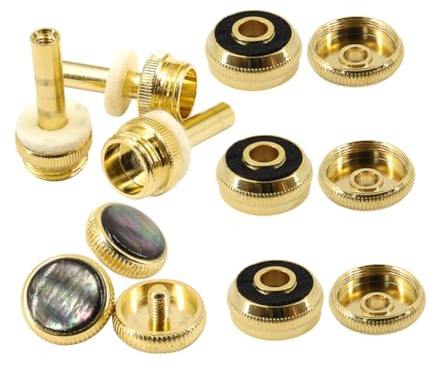 Yardwe Trompeten Reparaturset mit 12 Goldfarbenen Metall Reparaturstangen und Trompetenknöpfen für Musiker Kompakt und Leicht zu Transportieren