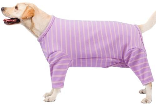 Fleece Hundepullover, Wintermantel Hundemantel Grosse Hunde Fleecejacke mit Beinen Winter Hundebekleidung Weicher Hunde Pyjamas(Lila, 3XL)