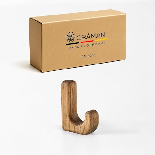Craman Ein selbstklebender Handtuchhaken aus Holz, Keramikfliesen, Eiche, Kleiderhaken, Küchenhaken, modern, Heimdekoration, Geschenk, Hausdekoration, HSA Deutschland (dunkel, runde Kanten)