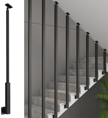 Corrimano industriali per scale, tipo a L, con maniglione antiscivolo, montaggio a soffitto, corrimano transitorio, montanti per balaustra, corrimano per scale interne. (140cm 1PS)