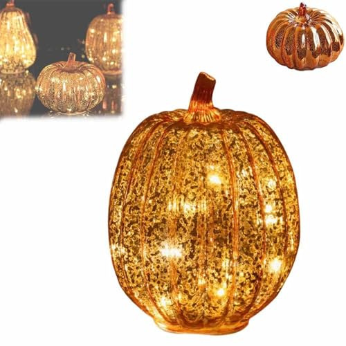 Halloween Deko Kürbis,Herbstdeko Kürbis Licht,Halloween-Kürbis für Party,Garten,Wohn,Fall Decor Aesthetic Für Innen Und Outdoor，14ｘ19.5CM（B）