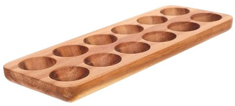 LIGIGWASH Vassoio per Uova in Legno di Acacia Scomparti Contenitore Portauova per Conservazione Soluzione di Stoccaggio per Cucina Frigorifero e Piano di Lavoro