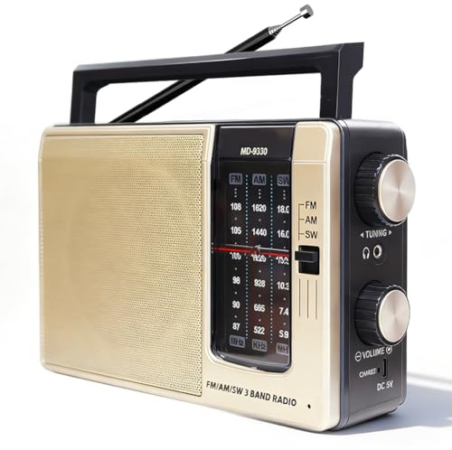Tragbares Radio FM AM, Radio Batteriebetrieben & AC-Strom, Kofferradio für Senioren, Mittelwellenradio, Radio Klein mit Lautsprecher, Einfaches Seniorenradio, Tragbares Radio für Küche & Schlafzimmer