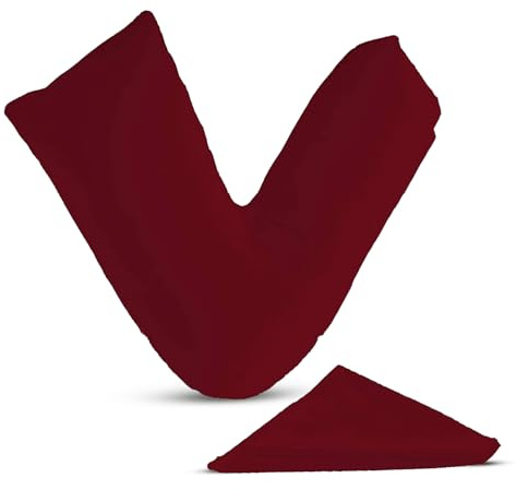Leeray V Shaped Pillowcase Wine - Plain Polycotton Back and Neck Support V Pillow case cover - Orthopaedic/Pregnancy/Nursing Pillow Cover Only - Wine