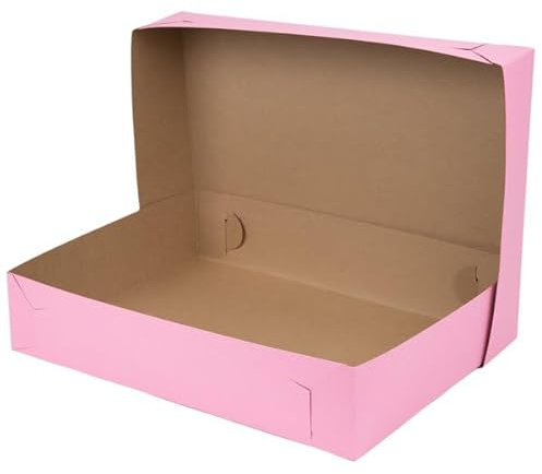 Glownary Pink Half Sheet Cake Box, 19.5x14x4 Inches, Recyclable Paperboard, Lock Corner Design, 100 Count per Case