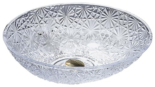 ZYCDP Glaswaschbecken Bad Oval Waschbecken Bad Kristall Ohne Hahnloch 505 X 355 X 150 mm Transparent