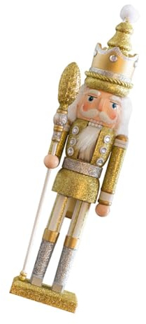 DOITOOL Casse-Noisette de Noël en Bois de Noyer Doré Soldat Peint Décoration Festive Réutilisable Marionnette Traditionnelle Présent de Noël Unique Ornement Solide