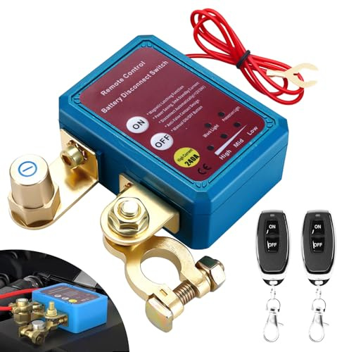 12V/24V Drahtloser Ferngesteuerter Auto Trennschalter, 12V 240A Batterie Trennschalter mit 2 Fernbedienungs, Batterie Kill Switch Anti-Diebstahl, für Auto, Traktor, RV, Motorrad, ATV, LKW, Boot