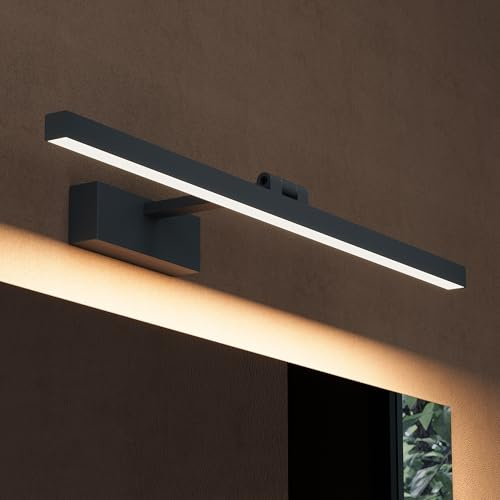 doporro Spiegelleuchte Bad 180° drehbar 60cm LED Spiegellampe Badezimmer | 4000K Badlampe Wand über Spiegel Neutralweiß Badezimmerleuchte 14W Spiegelschrank Beleuchtung, Sandschwarz, Strahlenschön