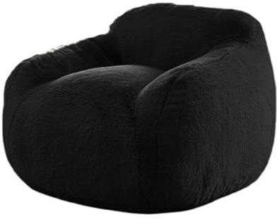 JHSDHYD Copertura Per Poltrona A Sacco Fodera for pouf in pelliccia sintetica di coniglio 【Nessun riempimento! Devi acquistare il riempimento da solo!】(Black)