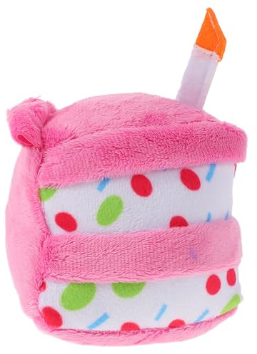 TOVINANNA Giocattolo per Cani Torta Compleanno in Peluche Rosa Design che Cigola, Giocattolo da Mordere per Cani per Rilassare e Divertire in Giardino o Cortile