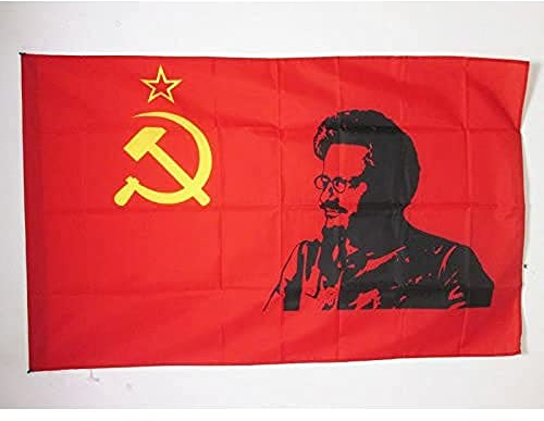 AZ FLAG Flagge Sowjetunion UDSSR mit Trotzki 90x60 cm Hohlsaum | Für innen und außen Kommunismus dekorative Flagge doppelte Nähte und verstärkte Kanten mit Masttunnel 100D Polyester