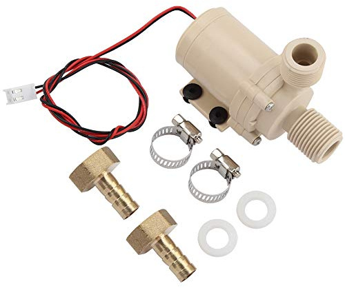 Jadeshay Solar Water Pump,12V Water Pump Hot and Cooling Submersibles 8L/Min Flow Rate 3 Metres Discharge Head with 2 Brass Coupler and 2 Clamp for Underfloor Heating and Water Circulation System