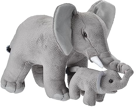 Wild Republic Mom and Baby Elefant, Großes Kuscheltier, 38 cm, Geschenkidee für Kinder, Kuscheltier mit Baby, Riesen-Stofftier aus recycelten Wasserflaschen