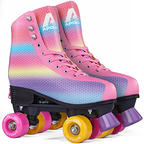 Apollo Classic-Roller, Discoroller, Rollschuhe für Kinder, Jugendliche und Erwachsene, größenverstellbare Quad-Skates, 3 Größen, verstellbar von 31 bis 42, Rollerskates