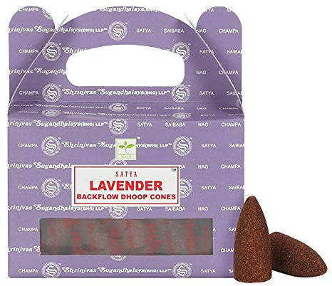 ETHNICITI Satya Nag Champa Räucherkegel, Rückfluss, 24 Kegel, 1 Packung (Lavendel)