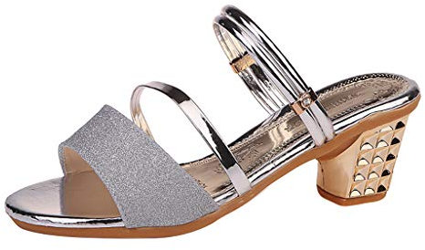 Pantoffel Cord-Slipper Arbeits-Pantoffeln Badelatschen Sommerschuhe Flipflop Flip Flop Badeschlappen Pool Schuhe Slipper Römersandalen Sandalette (40,Silber)