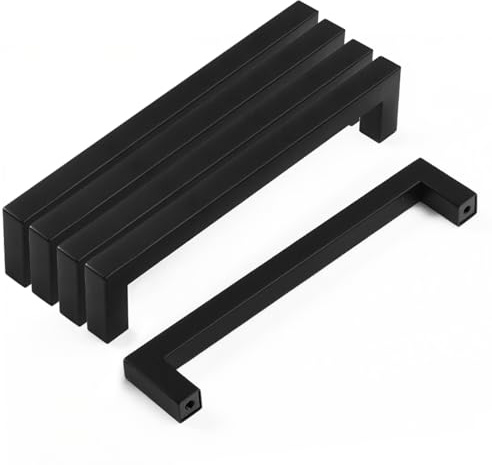 Drenky 5 Stück Schrankgriffe Schwarz Rostfreier Stahl Türknäufe, Möbelgriffe mit Schraube für Schublade, Schrank, Möbel, Küche, Heimdekoration, Lochabstand 160 mm