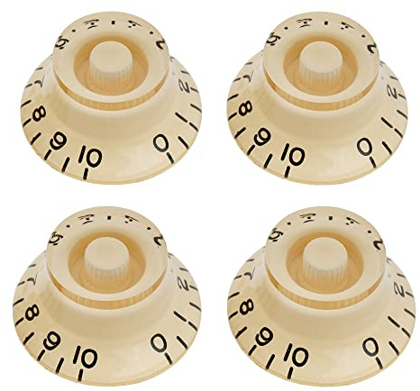 Musiclily Pro Inch Size Cloche Boutons de Potentiomètre Top Hat Knobs pour USA Les Paul Style Guitare électrique, Crème (Lot de 4)