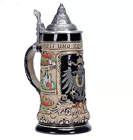 0.75 Litre Chope de Bière Allemande Beer Stein Bavière MunichTasse de Bière German Beer Stein Mug Deutschland Aigle Villes Boîte à Cadeau Souvenirs Chope à Biere
