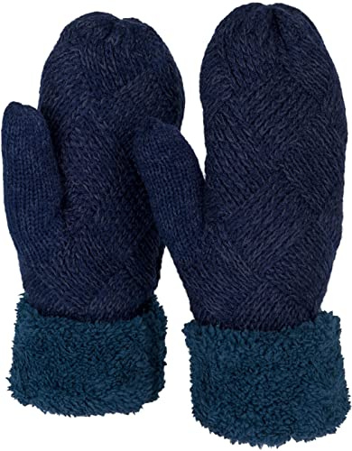 styleBREAKER Damen Strick Fäustlinge Rauten Muster Fleece | Ohne störende Nähte, weiches Bündchen, sehr elastisches Polyacryl-Gewebe für 16-21 cm Handumfang, isolierendes Innenfutter.