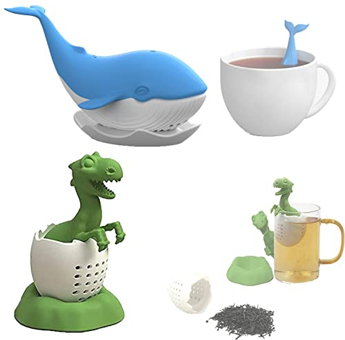 ysister 2 Infusore per The Silicone Colini da tè Infusore Tè Filtro Infusore per tè Riutilizzabili Infusori da tè in Silicone Infusore a forma di Dinosauri/Balene Filtro Infusore Tè Sfusi e Tisane