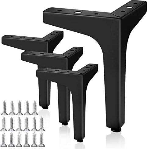 Höst 4 stycken svarta möbelfötter 17 cm, triangelformade möbelben, metall, gör-det-själv ersättning för skåpfötter, bordsben, TV-skåpsfötter, sofffötter andra möbelben (svart, 4 st – 17 cm)
