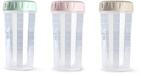 K&G 3er-Set Messbecher 500ml mit Luftdichtem Deckel, BPA-Frei, Spülmaschinenfest – Ideal für Küche, Stapelbar in Mint, Rosé & Taupe