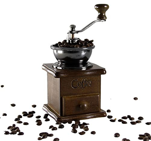 jidian Antike Kaffeemühle - Burr Manuelle Kaffeemühle - Holz Vintage Antik Keramik Handkurbel Kaffeemühle mit Retro-Stil Kaffeemühle Rotierende Korn Handkaffeemühle