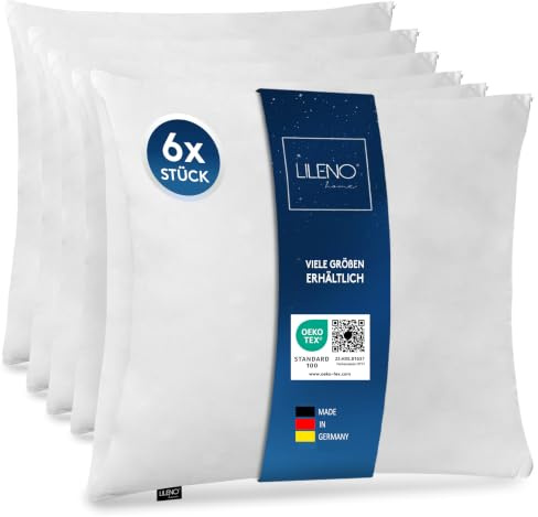 LILENO HOME Cuscino in microfibra 80x80 cm Premium (imbottitura 850g) [set da 6 pezzi] lavabile fino a 95 gradi con cerniera - Cuscino 80x80 cm come imbottitura per letto - Cuscino decorativo per