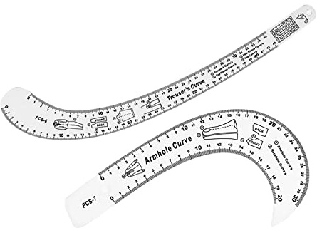 LOVIVER Set di Righelli per Curve Francesi da 2 Pezzi, Modelli di Modelli di Righelli per Sarti, Righelli per Curve di Vestiti, Misura di Abiti Metrici, Righe