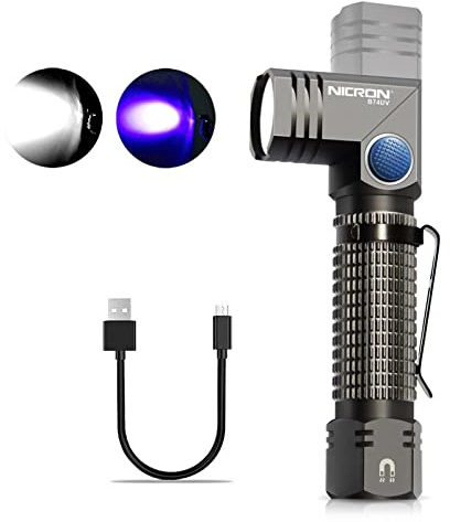NICRON B74U Blacklight Torch 395nm UV Ultraviolet 90 Degree Adjustable-Head, Pocket Clip, Magnetic Base, 6 Modes Flashlight for Urine Stain Detector