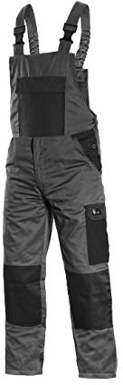 CANIS CXS Phoenix Cronos Arbeitslatzhose Professionelle Latzhose Herren Schutz für Monteur Gärtner Damen Hose für Mechaniker mit Klettverschlusstaschen Cargotaschen; grau mit schwarz (46)